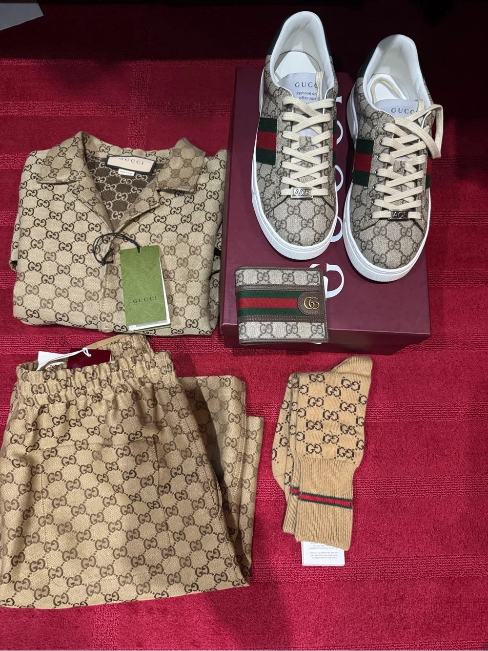 Gucci Beige and Brown All-Over GG Camp Shirt